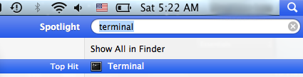 Search for Terminal in Spotlight