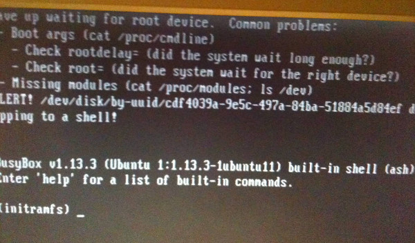 Screenshot of Ubuntu Boot Error