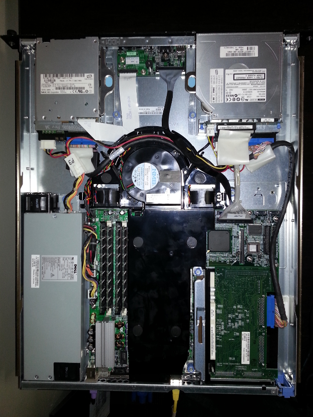 The innards of the Dell PowerEdge 750 Server