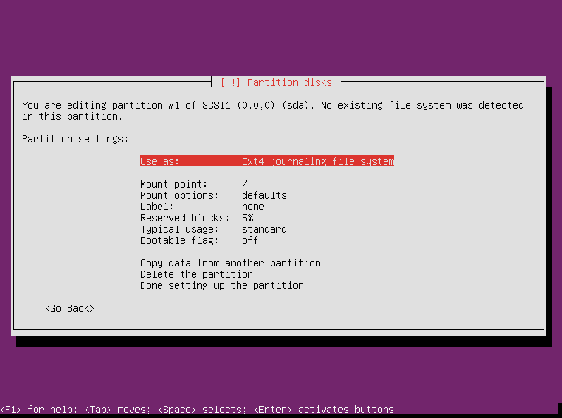 We don't want to use this partition as ext4